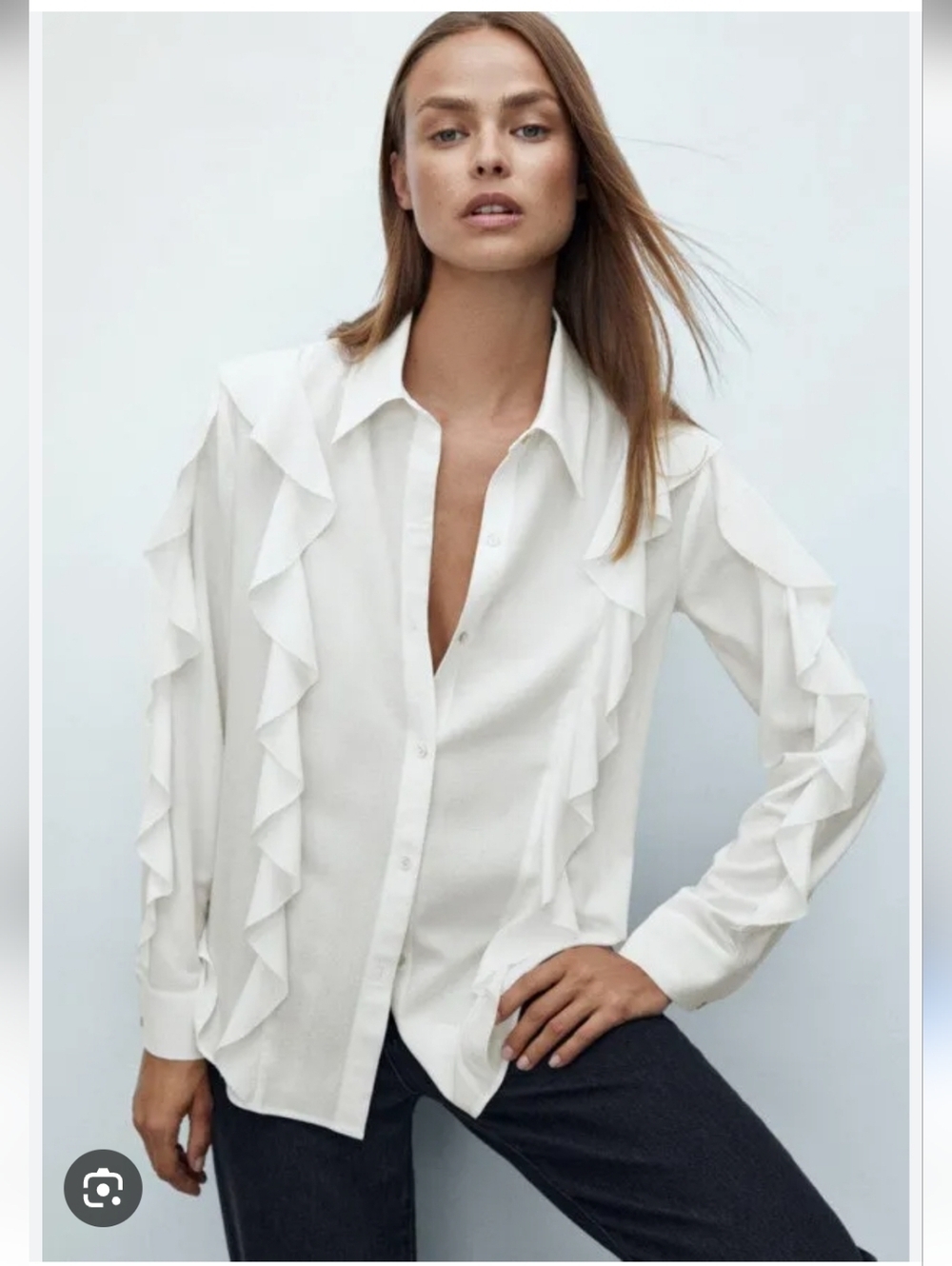 MASSIMO DUTTI | ruffle blouse White Sz 4